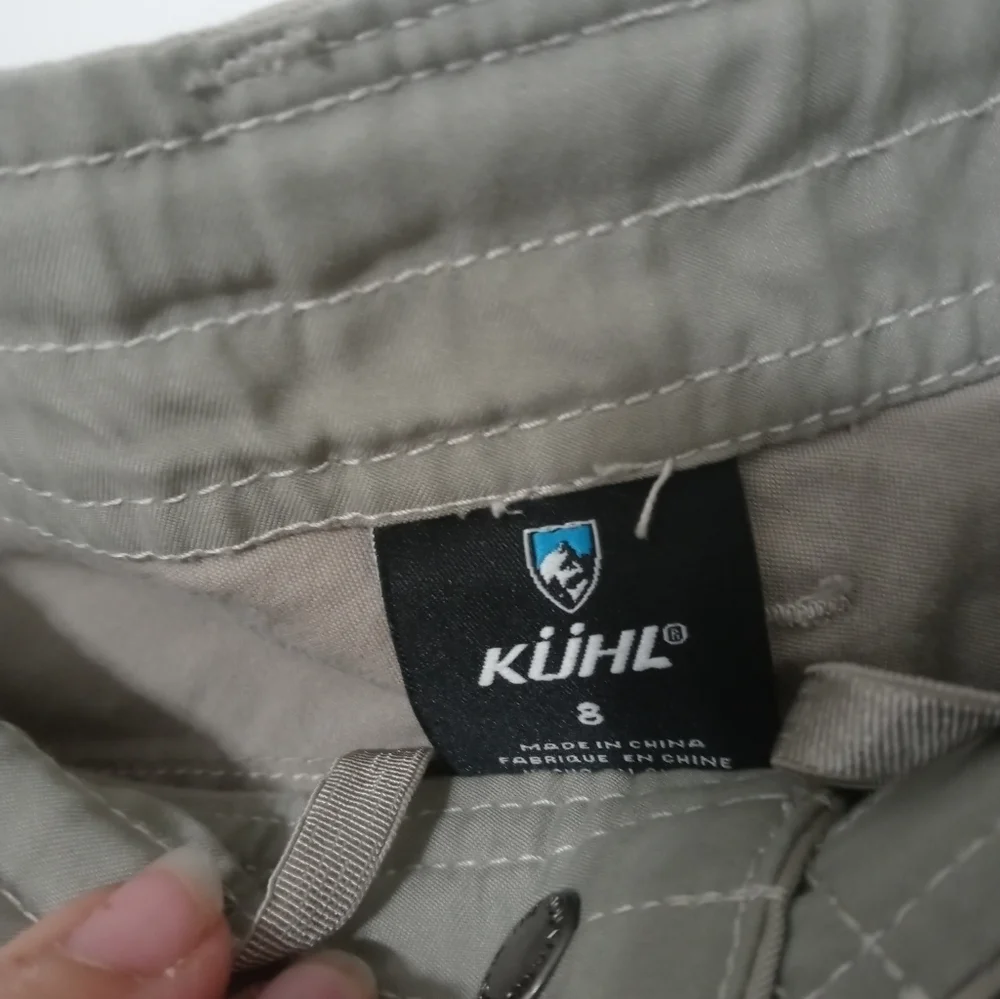 Kuhl beige Boys 18Slim Outdoor Hiking cargo School shorts with utility pockets